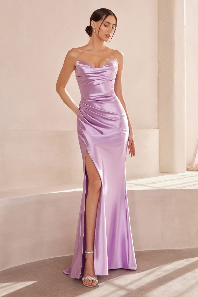 Amoris T704 Strapless Semi Stretch Satin Dress