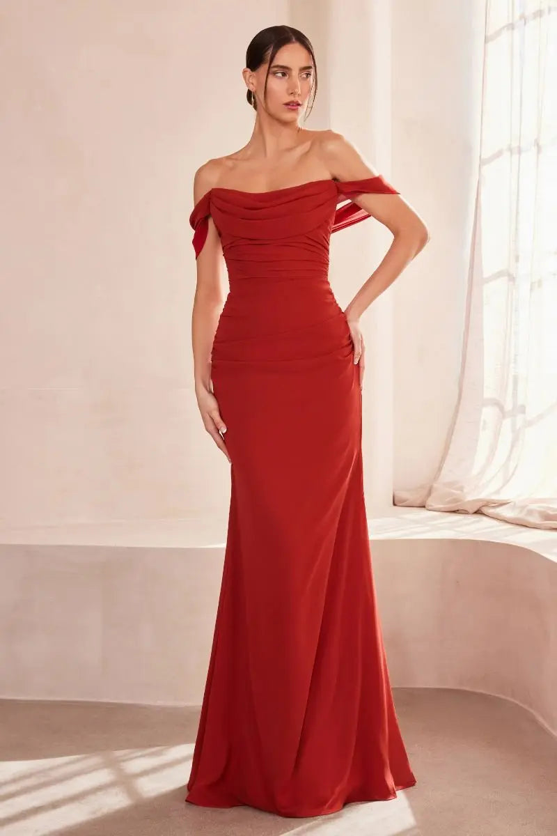 Amoris T705 Off the Shoulder Chiffon Dress - NORMA REED