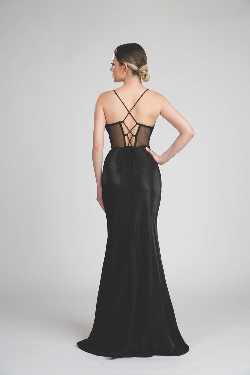 Fiesta 53161 High Slit Black Corset Dress | 3 Colors - NORMA REED