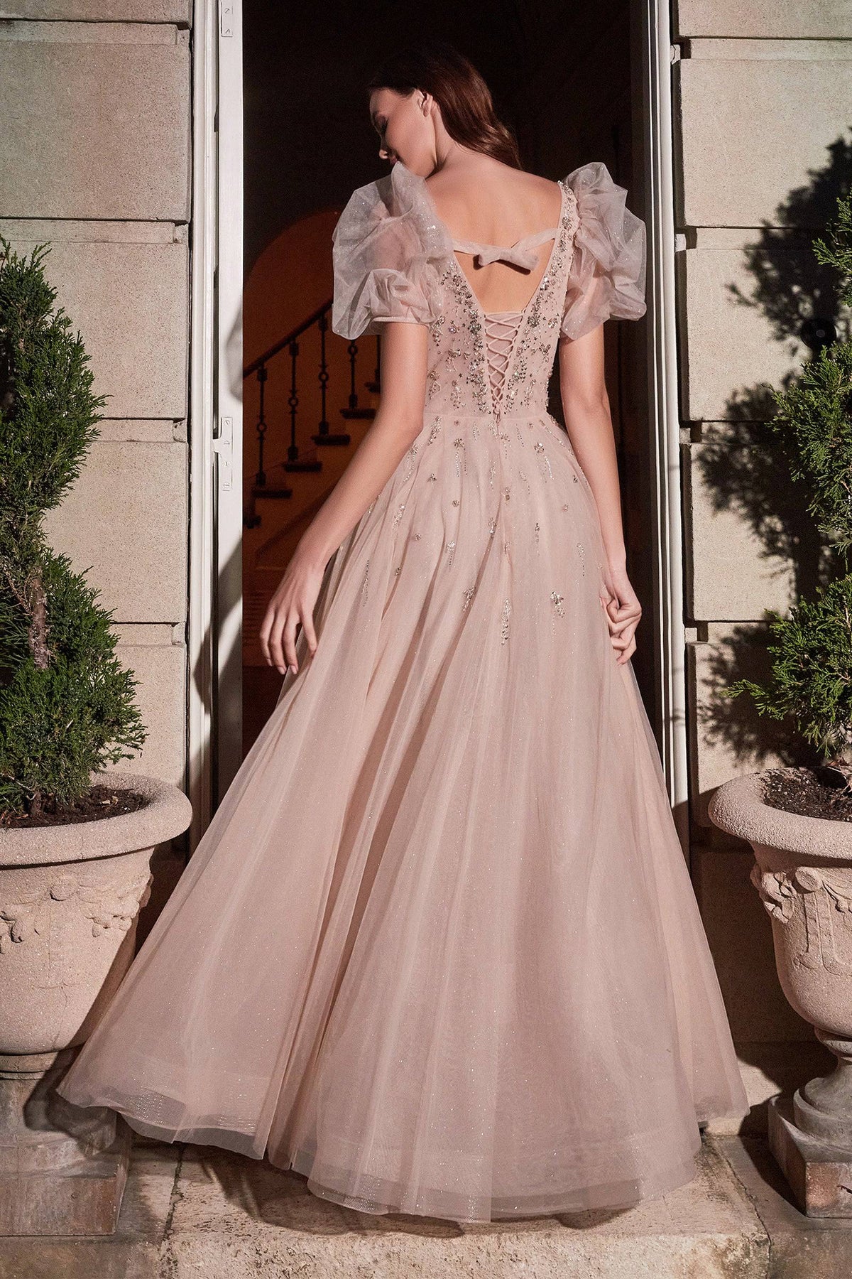 Elegant Princess-Like Ballgown with Puffy Sleeves and Corset-Like Waistline #CDB711 - NORMA REED