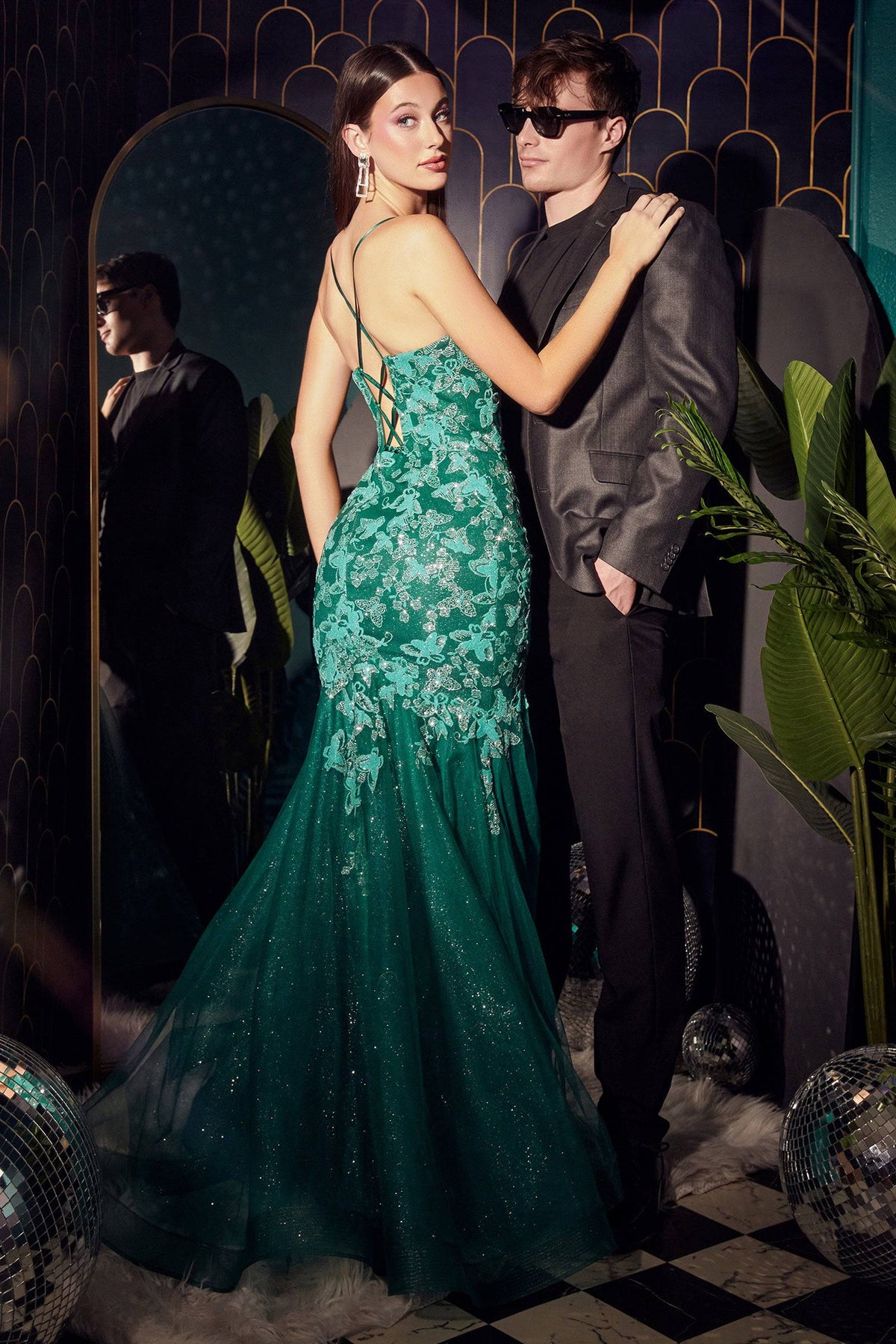 Cinderella Divine CB112 Sparkling Emerald Mermaid Dress - NORMA REED