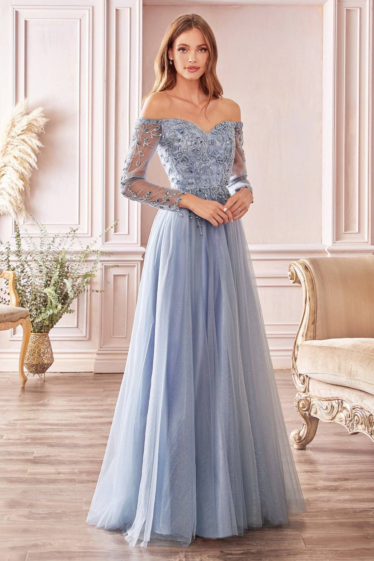 Fairy-Like Off Shoulder Ball Gown with Embroidered Bodice #CDCD0172 - NORMA REED