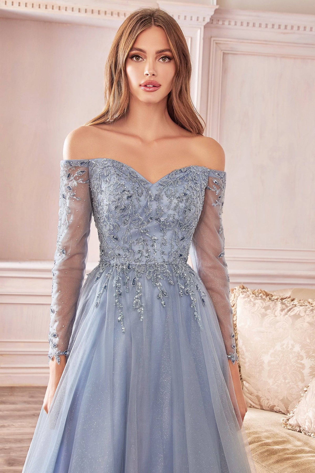 Fairy-Like Off Shoulder Ball Gown with Embroidered Bodice #CDCD0172 - NORMA REED