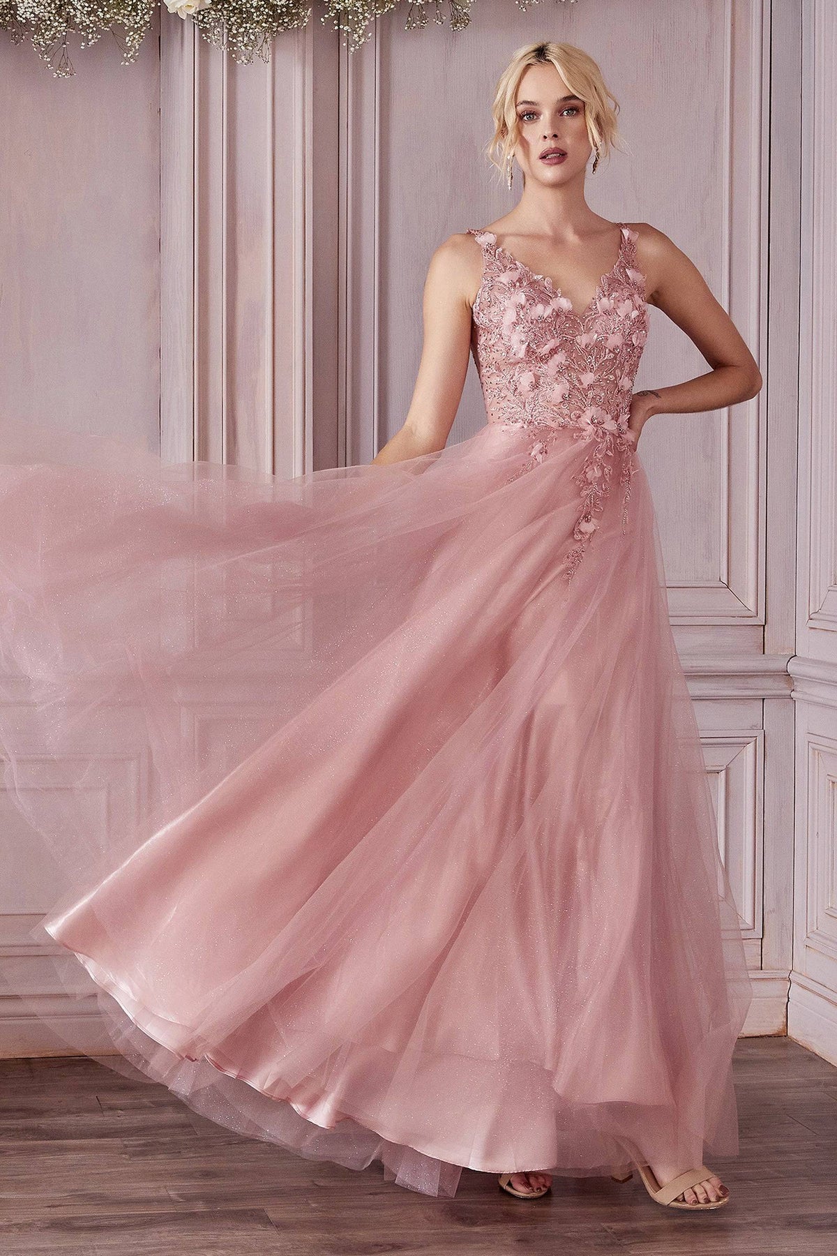 Cute Long Gown with Floral Accents and Layered Skirt #CDCD0181 - NORMA REED