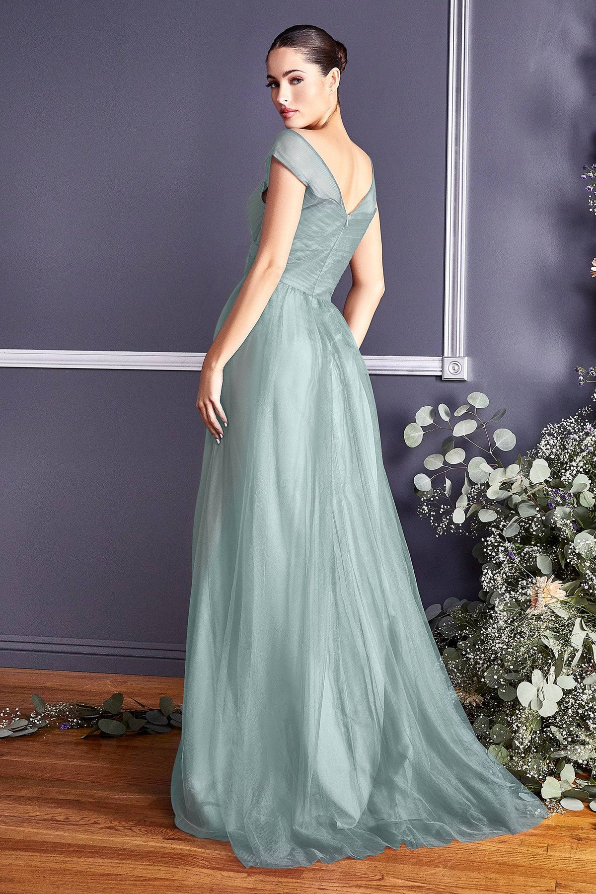 Stunning Layered Gown with V-Neckline and Long Skirt (SIZES 4-8) #CDET320 - NORMA REED