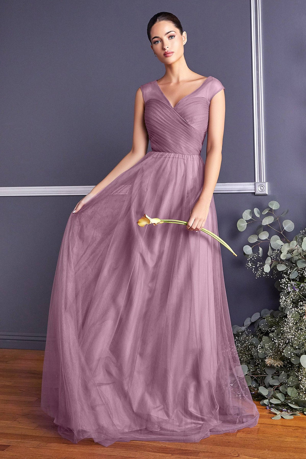 Stunning Layered Gown with V-Neckline and Long Skirt (SIZES 4-8) #CDET320 - NORMA REED