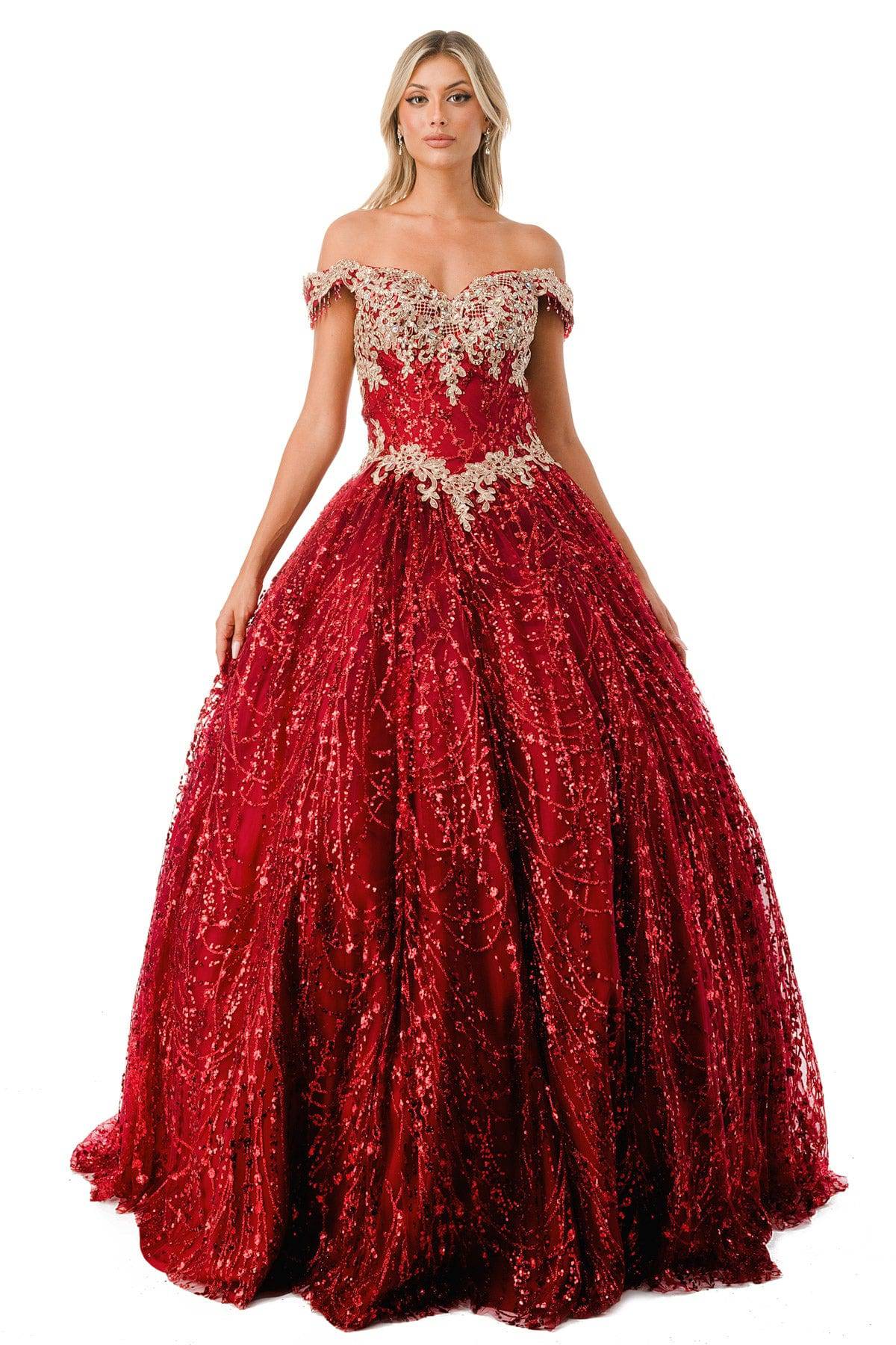 Aspeed L2364 Off Shoulder Lace & Sequin Ball Gown - NORMA REED