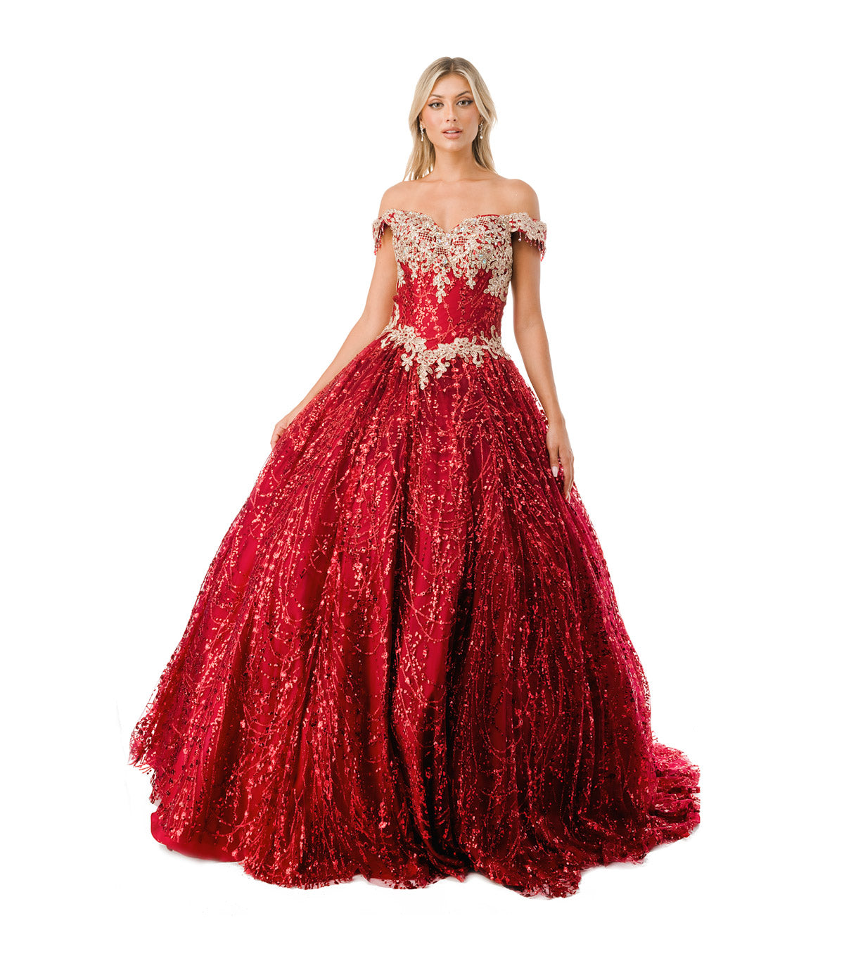 Aspeed L2364 Off Shoulder Lace & Sequin Ball Gown - NORMA REED