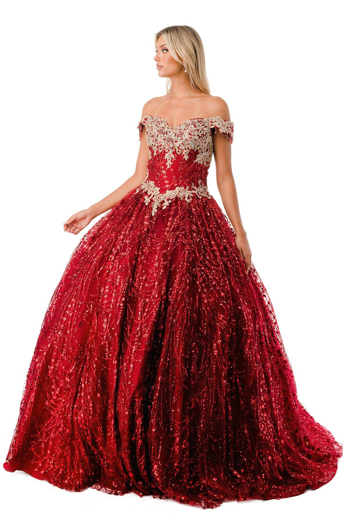 Aspeed L2364 Off Shoulder Lace & Sequin Ball Gown - NORMA REED