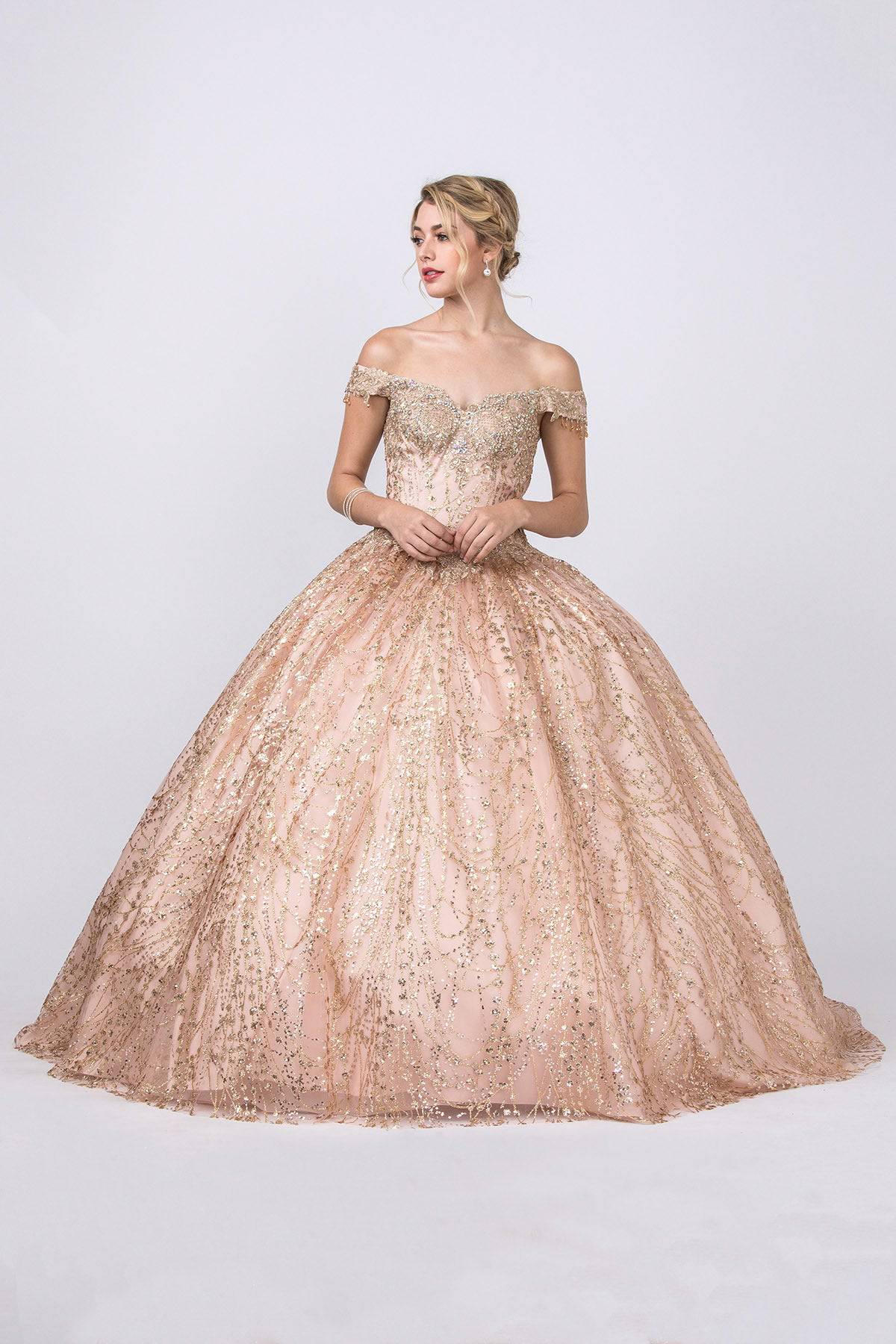 Aspeed L2364 Off Shoulder Lace & Sequin Quinceanera Dress - NORMA REED