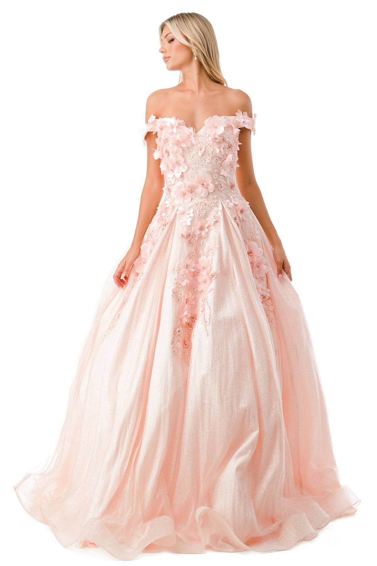 Aspeed L2501 Off Shoulder Floral Ball Gown - NORMA REED