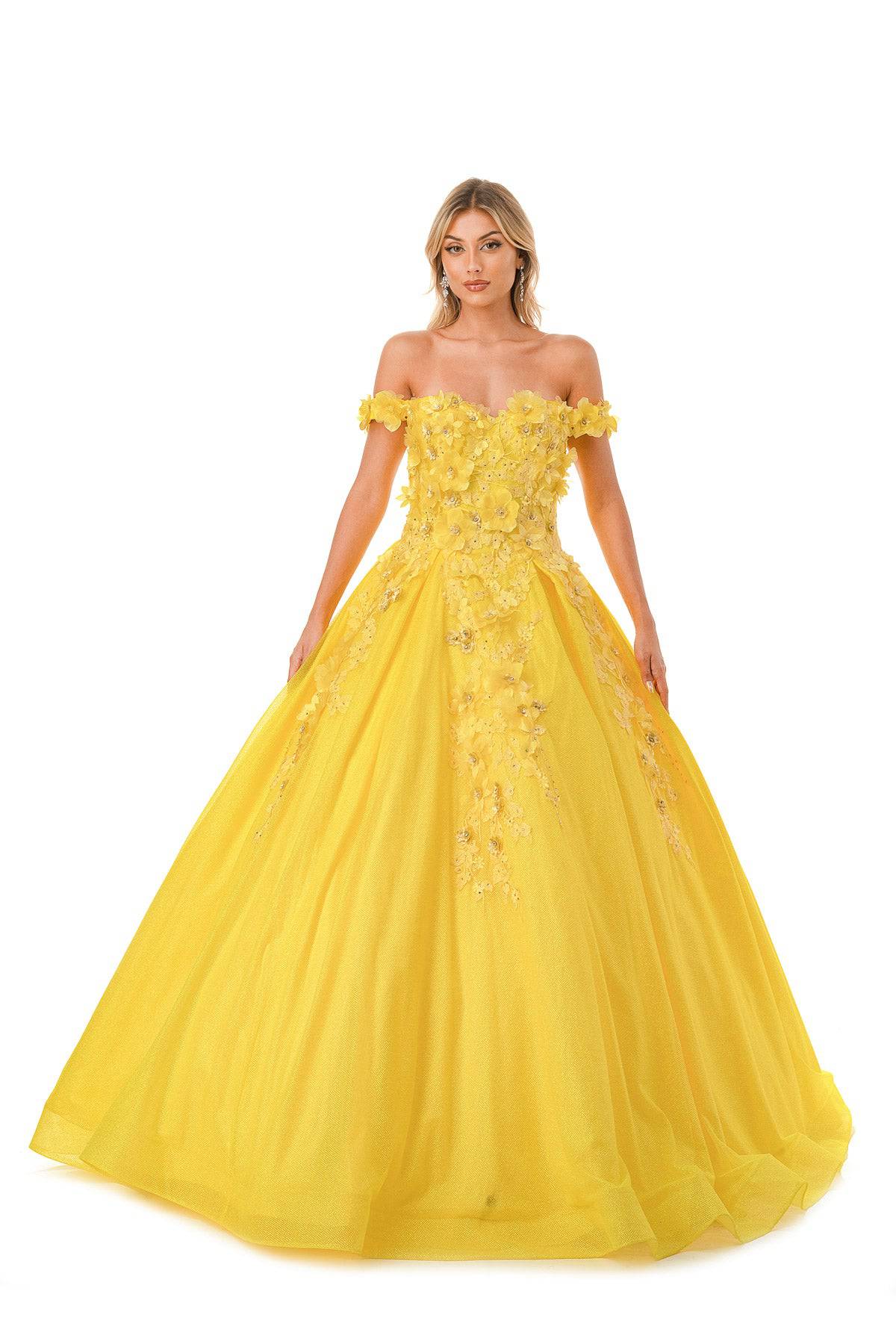 Aspeed L2501 Off Shoulder Floral Ball Gown - NORMA REED