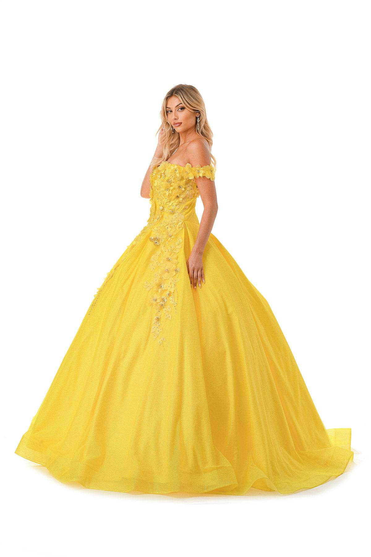 Aspeed L2501 Off Shoulder Floral Ball Gown - NORMA REED