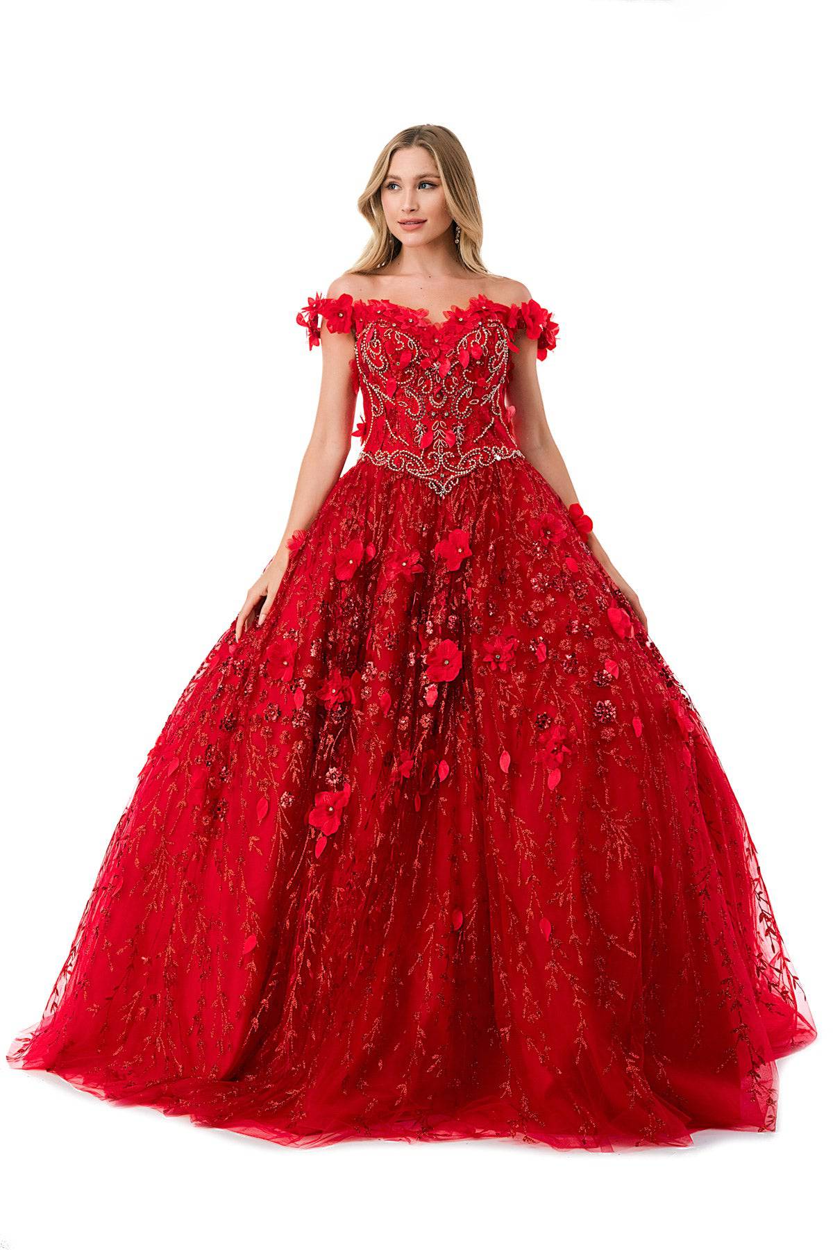 Aspeed L2728 Floral Off Shoulder Ball Gown - NORMA REED