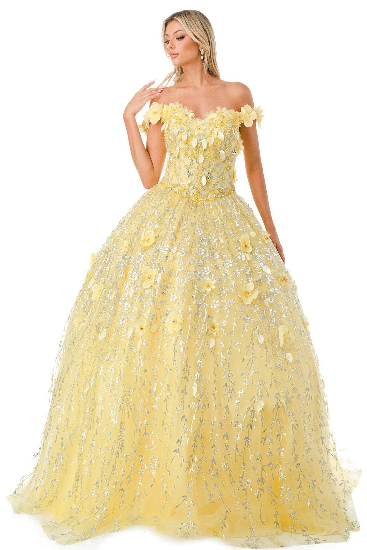 Aspeed L2728 Floral Off Shoulder Quinceanera Dress - NORMA REED