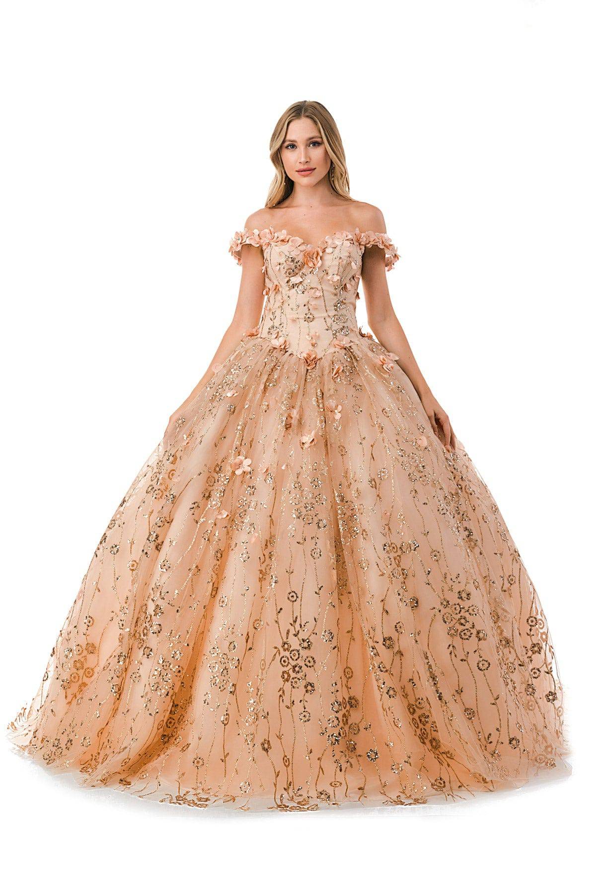 Aspeed L2766A Gorgeous Rose Gold Floral Inspired Ball Gown - NORMA REED