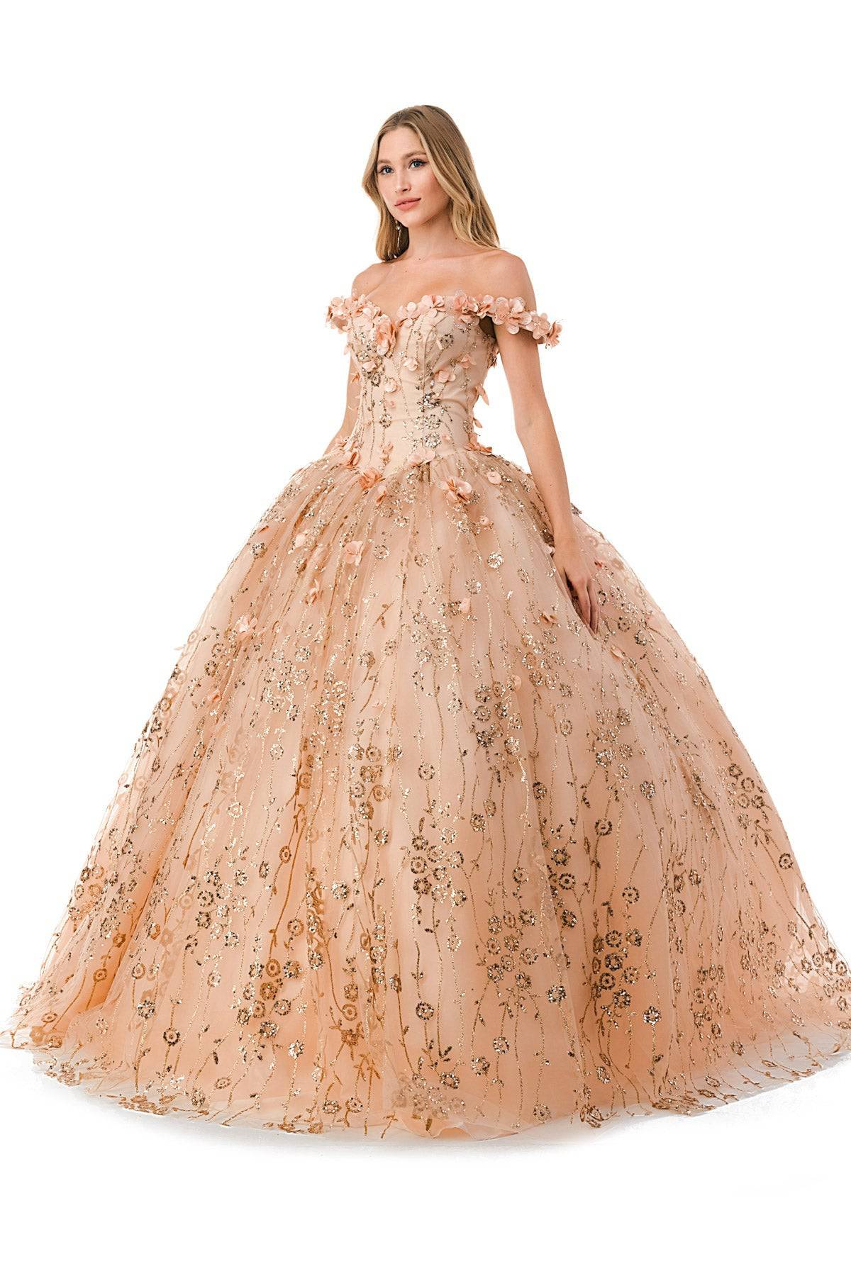 Aspeed L2766A Gorgeous Rose Gold Floral Inspired Ball Gown - NORMA REED