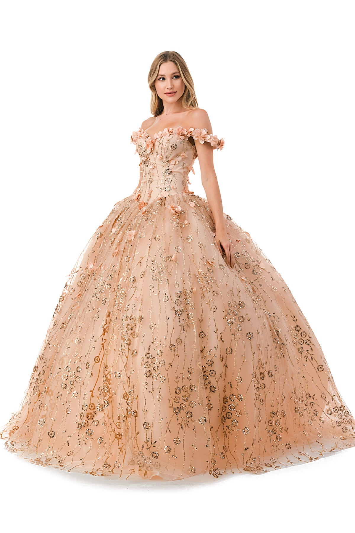 Aspeed L2766A Gorgeous Rose Gold Floral Inspired Ball Gown - NORMA REED