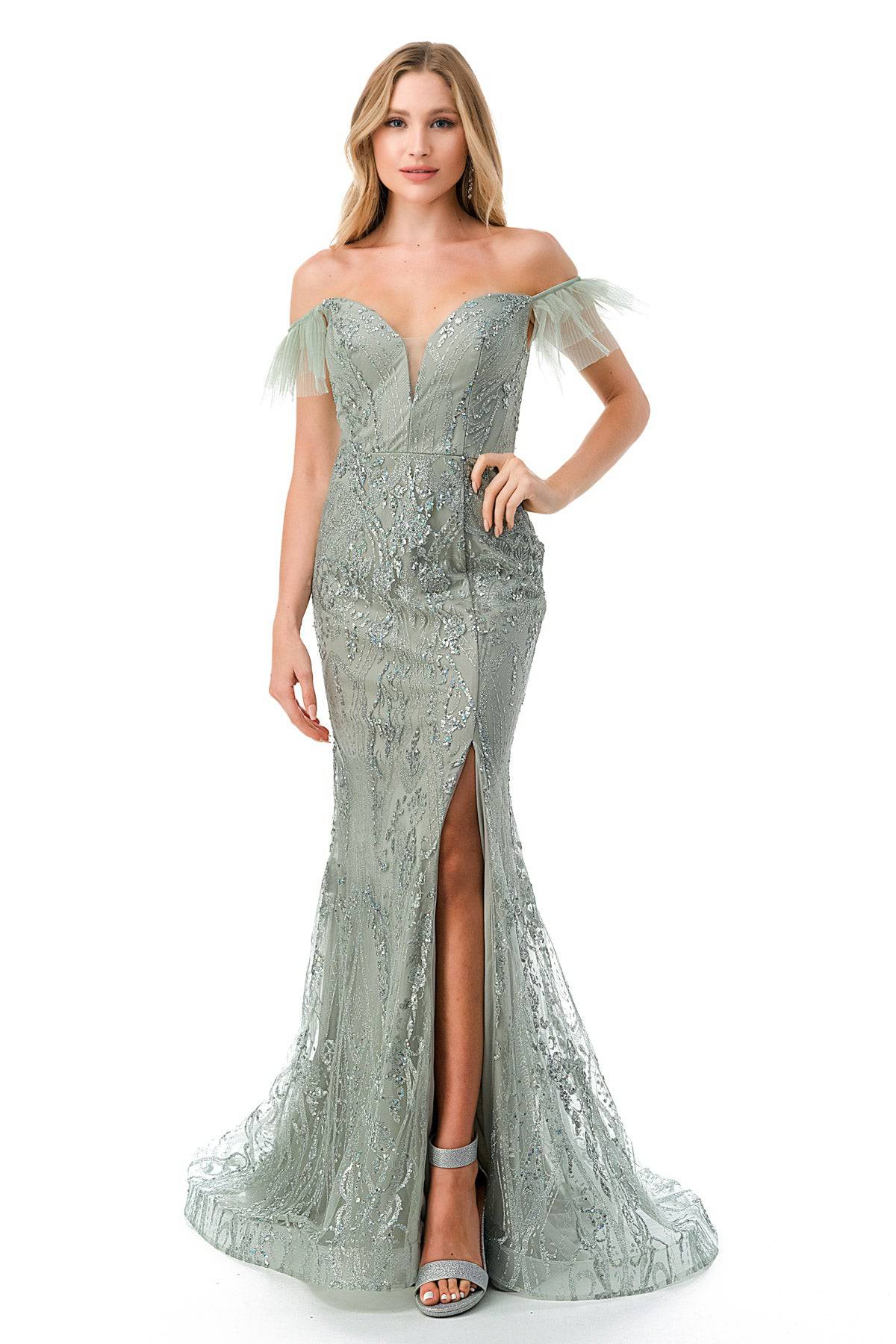 Aspeed Design L2786F Off Shoulder Sequin Mermaid Dress - NORMA REED