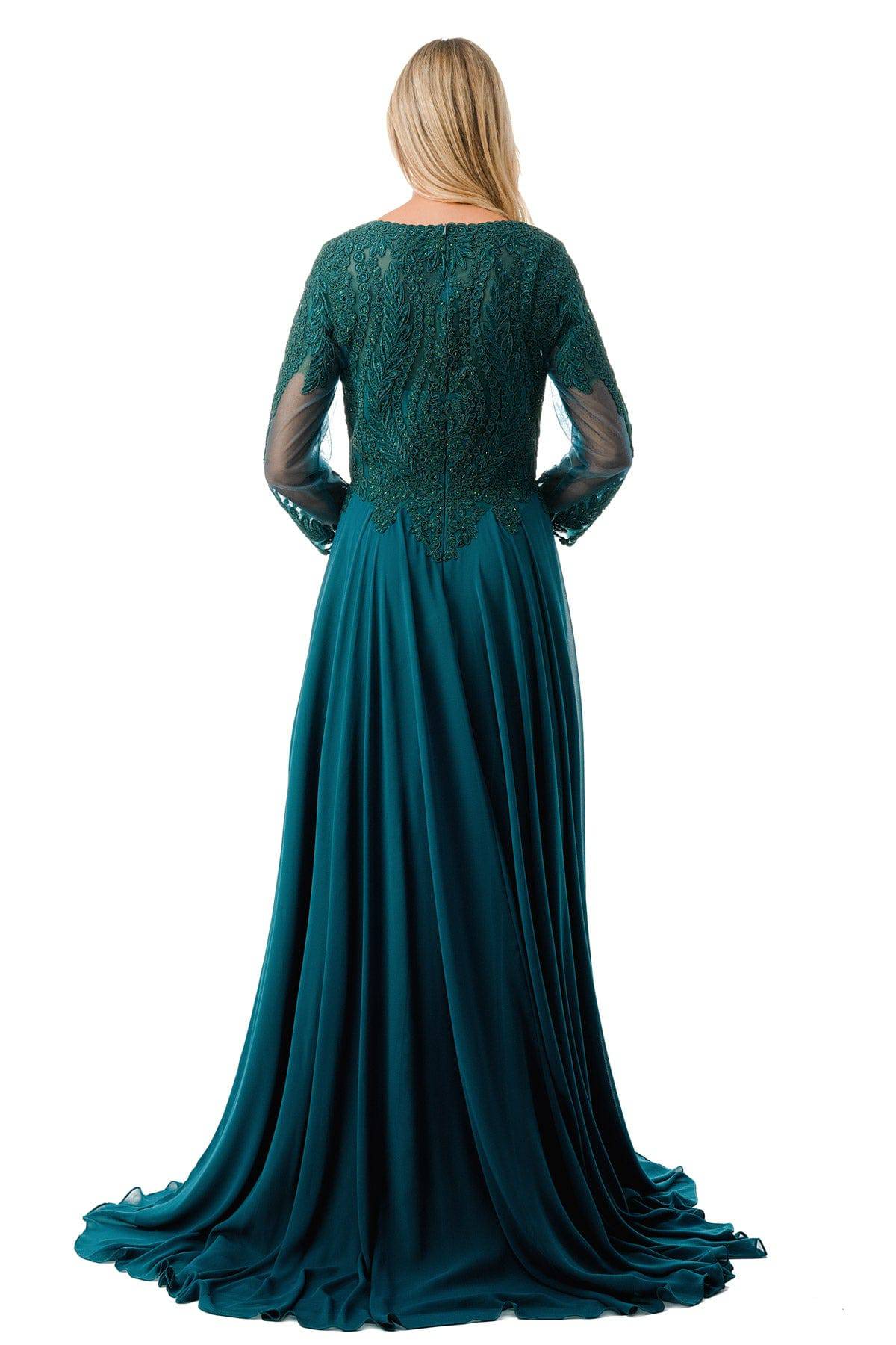 Aspeed M2387 Long Sleeve Gown | Available In Burgundy & Hunter Green - NORMA REED