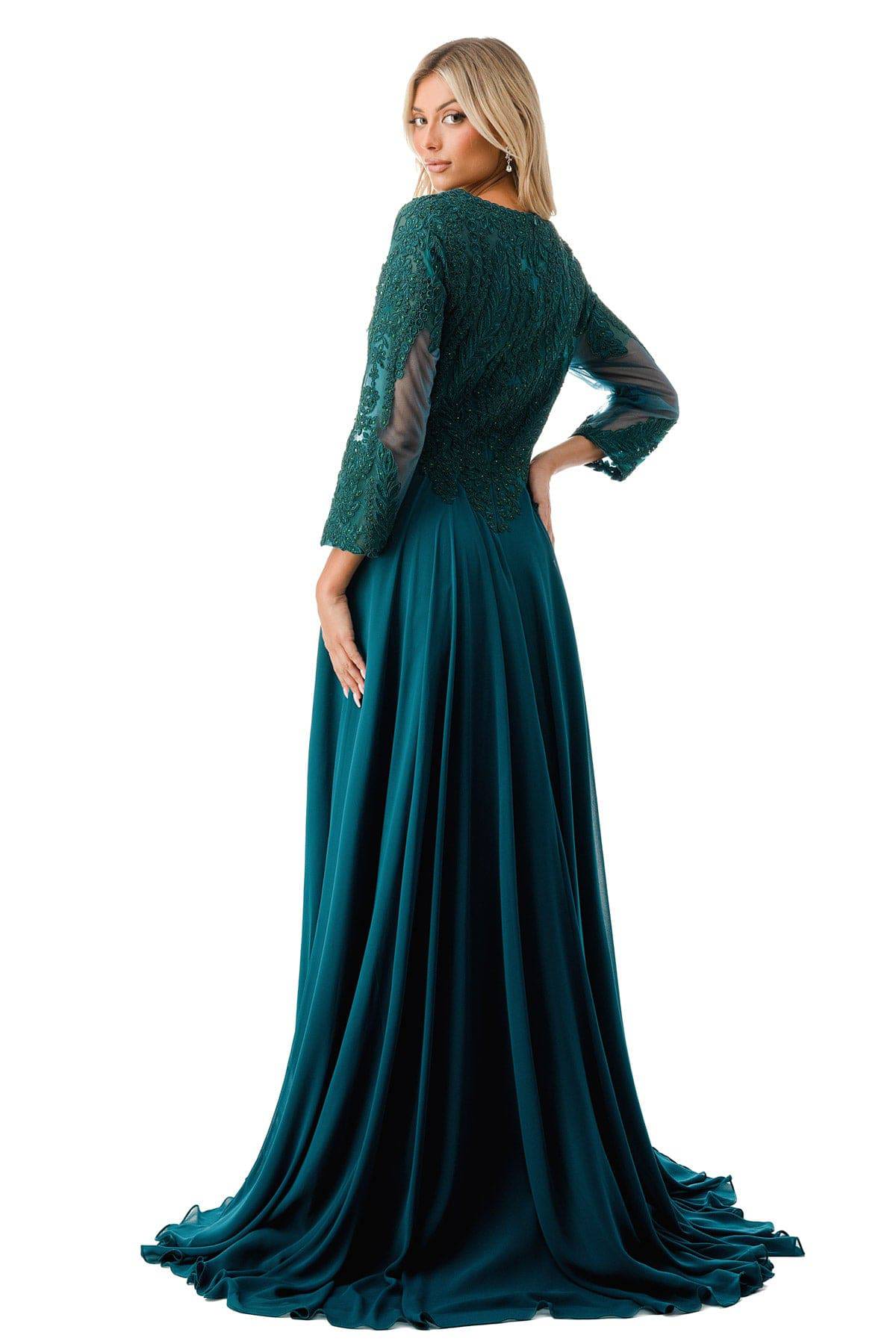 Aspeed M2387 Long Sleeve Gown | Available In Burgundy & Hunter Green - NORMA REED