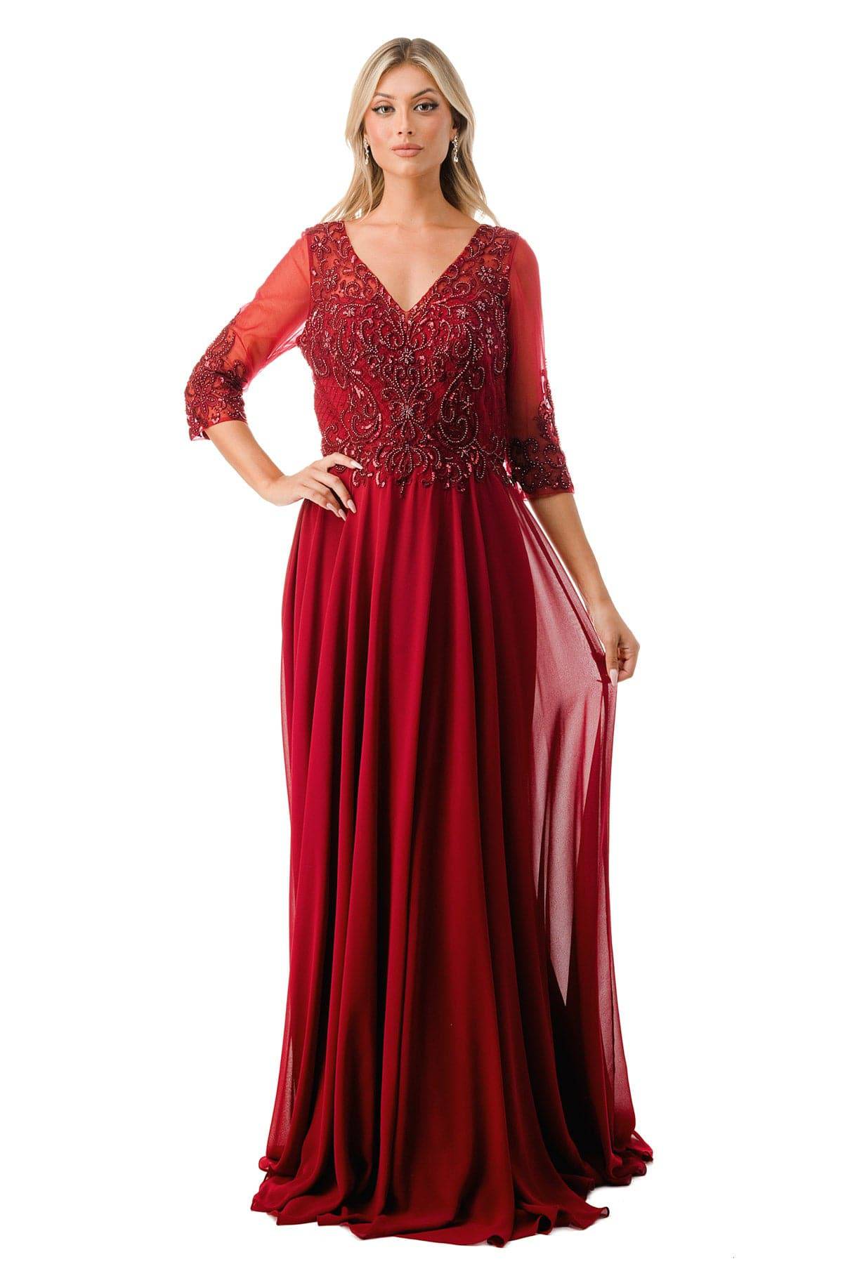 Aspeed M2722 Half Sleeve Lace & Sequin Chiffon Dress - NORMA REED