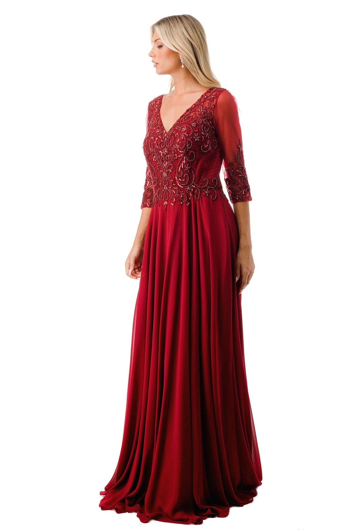 Aspeed M2722 Half Sleeve Lace & Sequin Chiffon Dress - NORMA REED