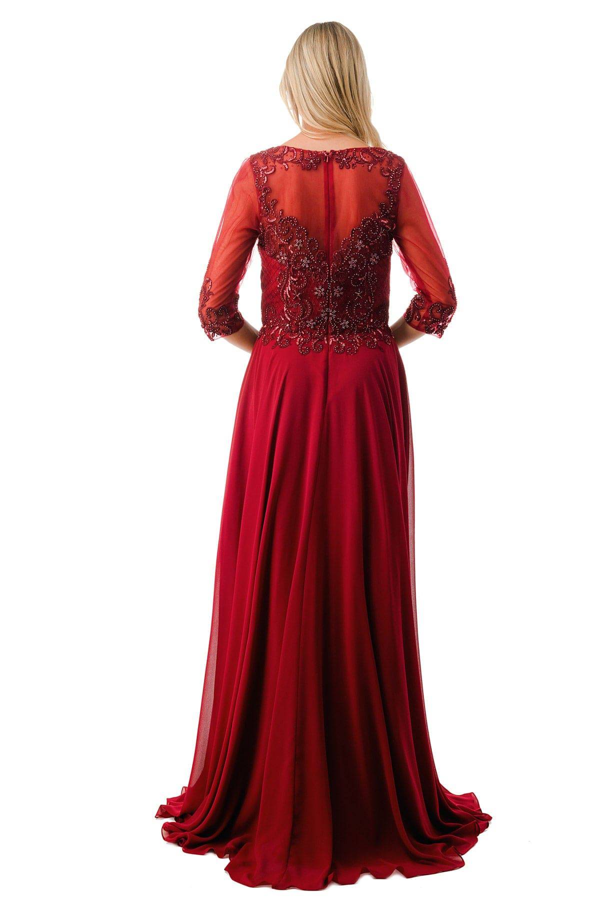 Aspeed M2722 Half Sleeve Lace & Sequin Chiffon Dress - NORMA REED