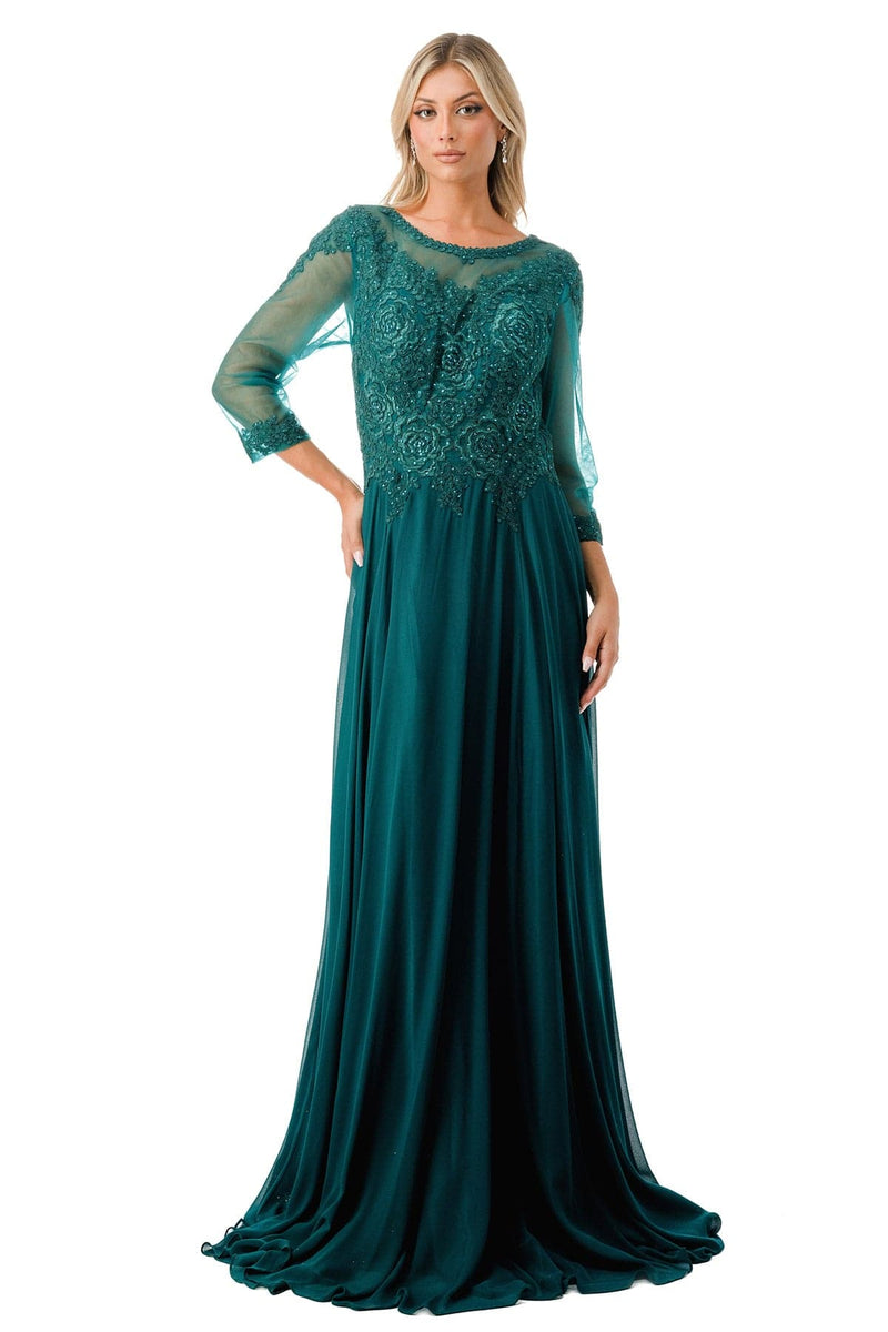 Aspeed M2723J Lace Embroidered 3/4 Sleeve Chiffon Dress - NORMA REED