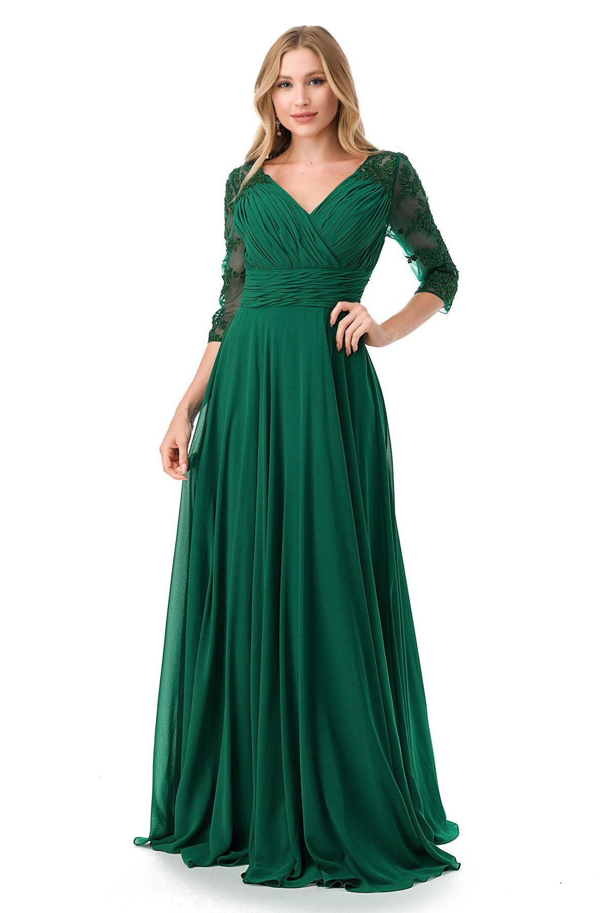 Aspeed M2733F Pleated Wrap Style Half Sleeve Chiffon Dress - NORMA REED