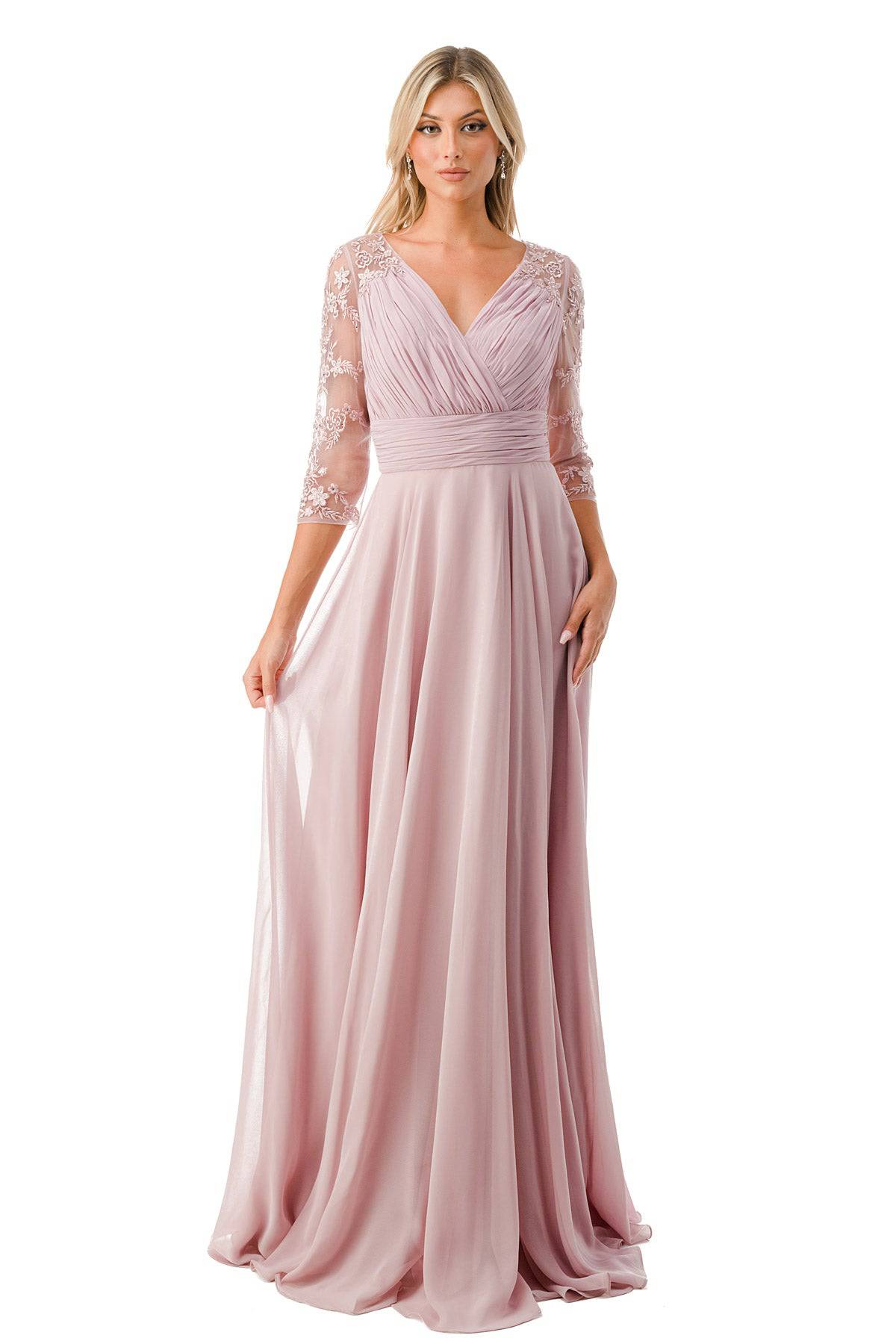 Aspeed M2733F Pleated Wrap Style Half Sleeve Chiffon Dress - NORMA REED