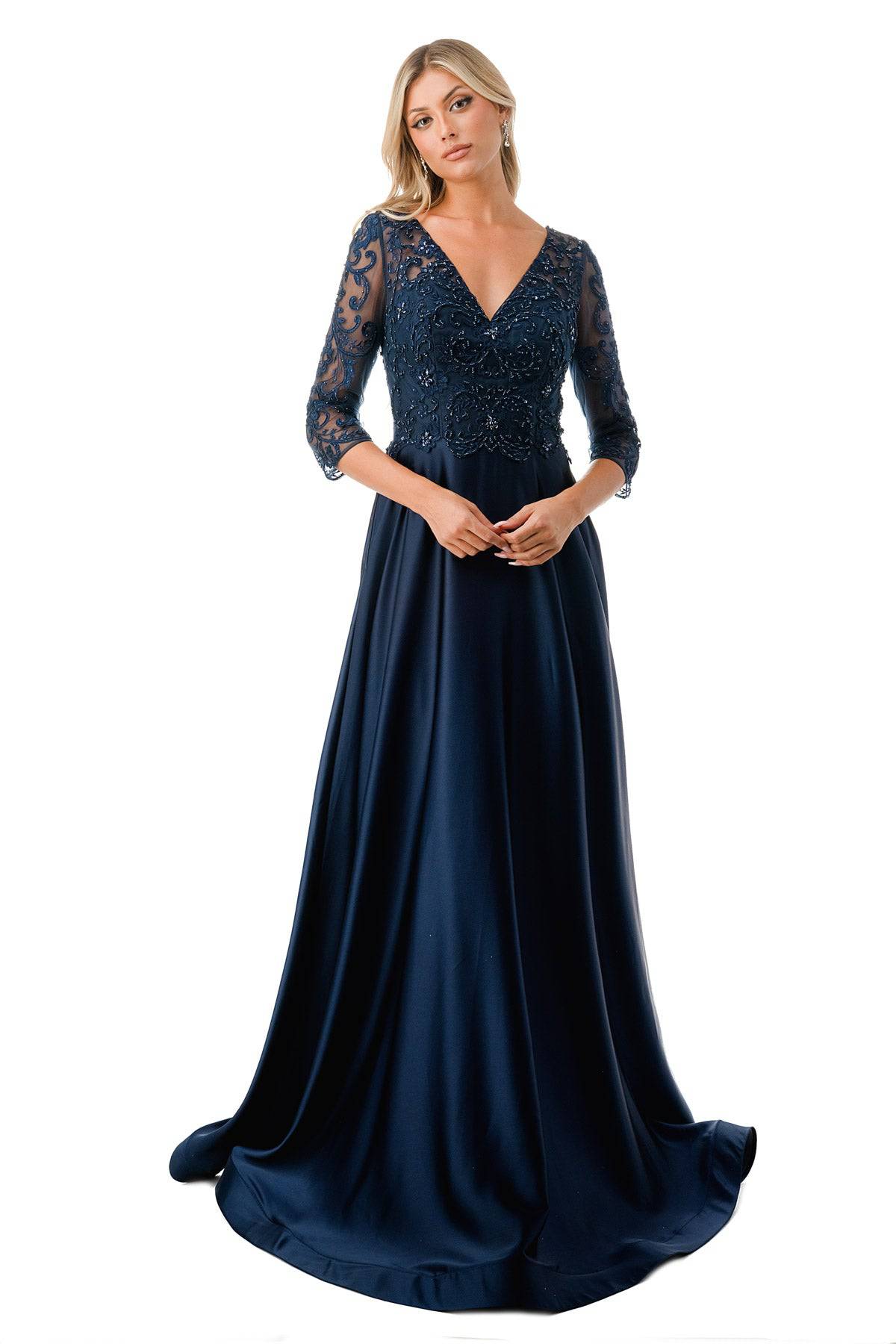 Aspeed M2734F Flowing Satin Half Sleeve Gown - NORMA REED