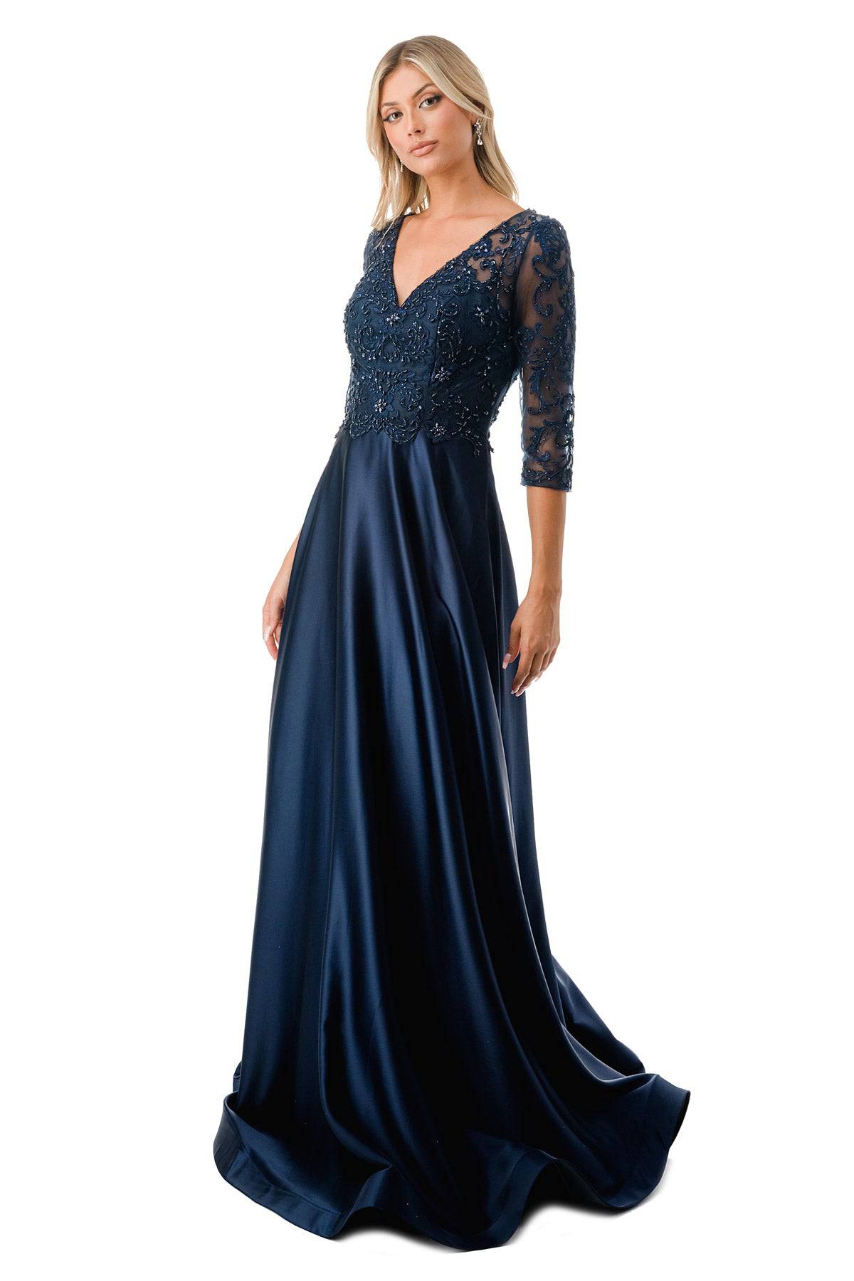 Aspeed M2734F Flowing Satin Half Sleeve Gown - NORMA REED