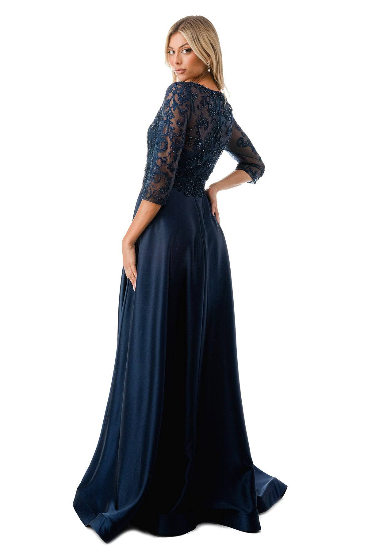 Aspeed M2734F Flowing Satin Half Sleeve Gown - NORMA REED