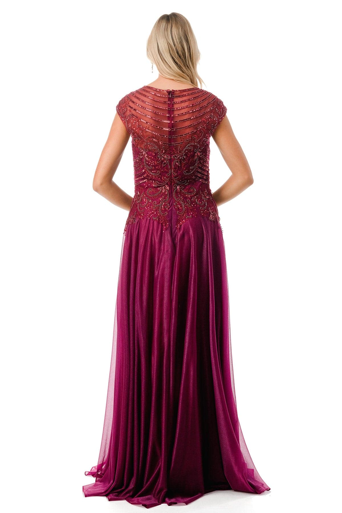 Aspeed M2736Y High Collar Lace Embroidered Chiffon Dress - NORMA REED