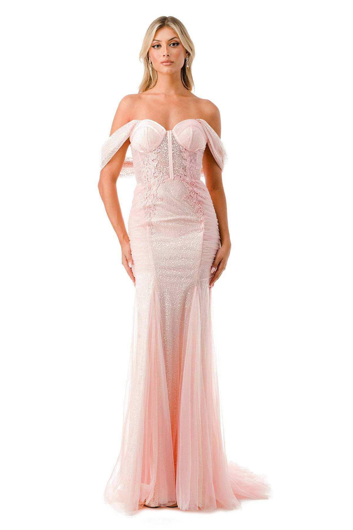 Aspeed Design P2100 Sparkling Off Shoulder Corset Mermaid Dress - NORMA REED