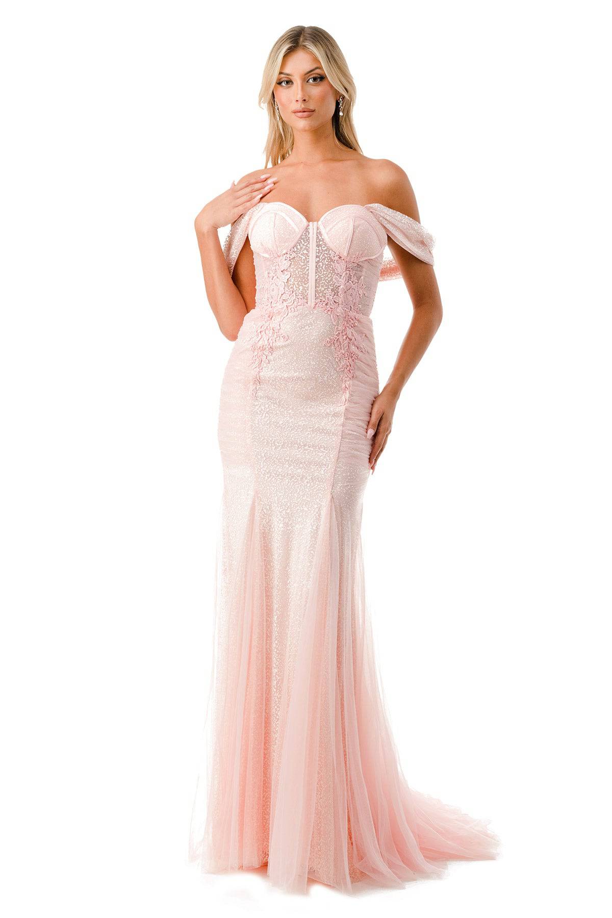 Aspeed Design P2100 Sparkling Off Shoulder Corset Mermaid Dress - NORMA REED