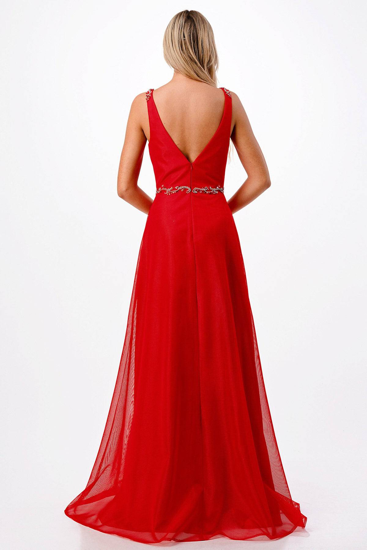 Aspeed P2115 Ruched Satin A Line Dress with Crystal Embroidery - NORMA REED