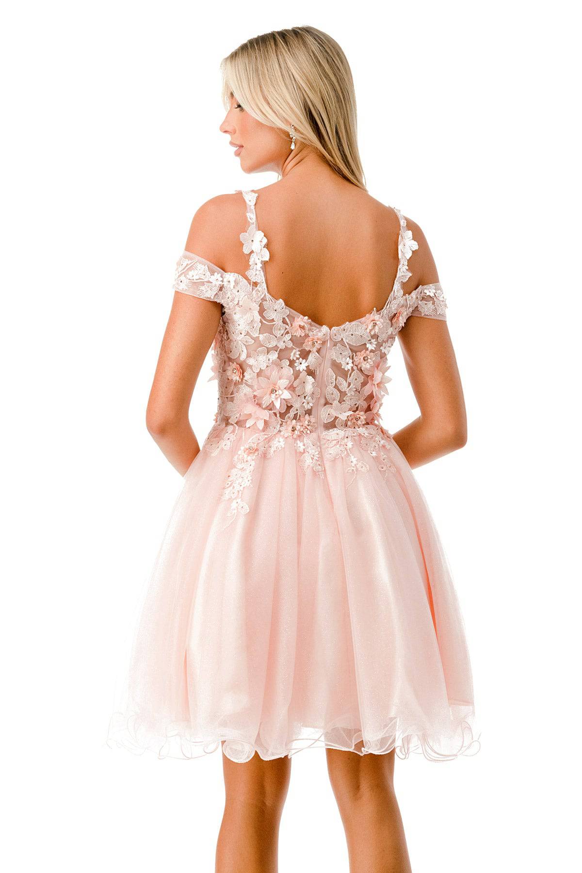 Aspeed S2713 Short Dress with Floral Embroidery & Tulle Skirt - NORMA REED