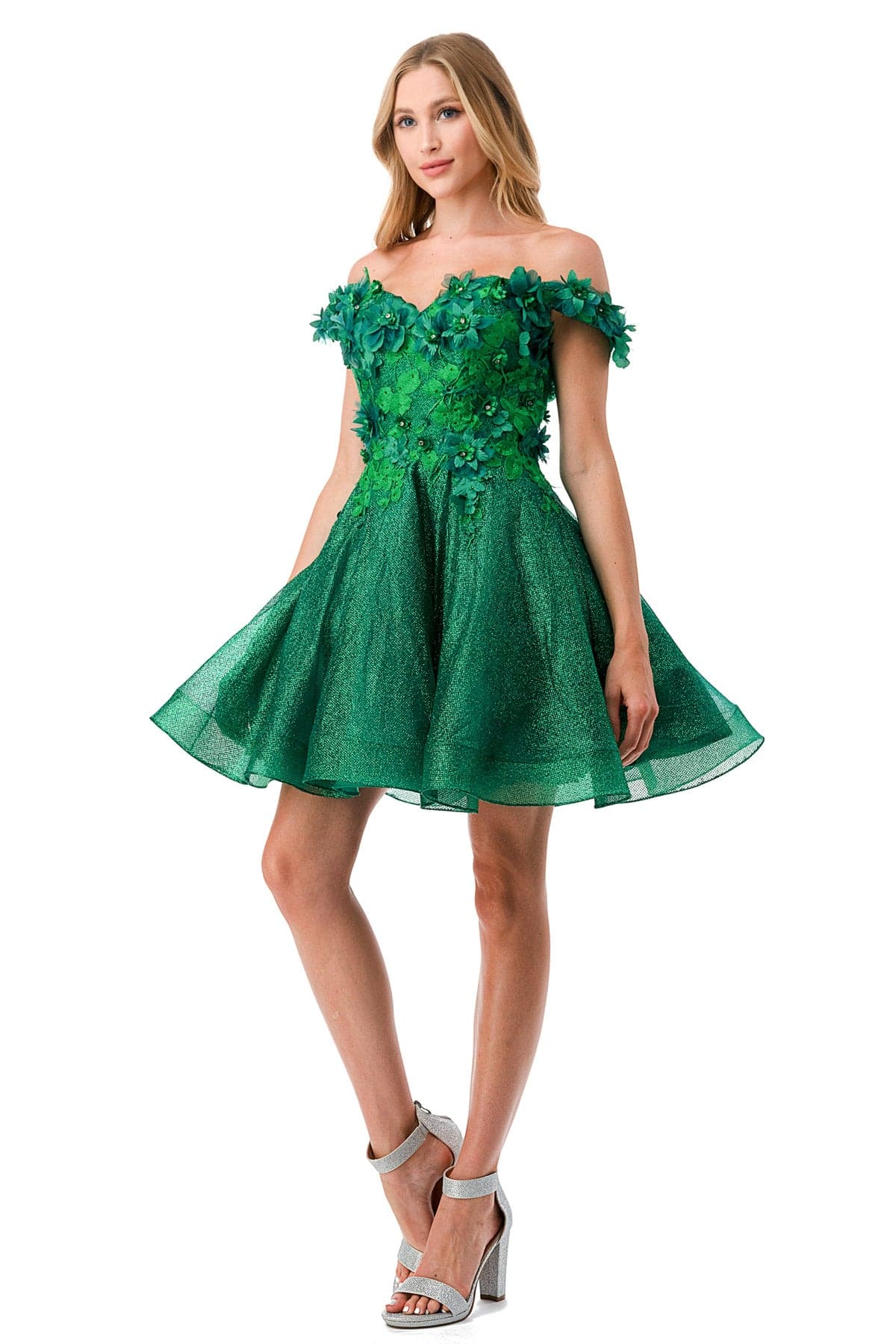 Aspeed S2721 Hunter Green Off Shoulder Short Dress | 4 Colors - NORMA REED