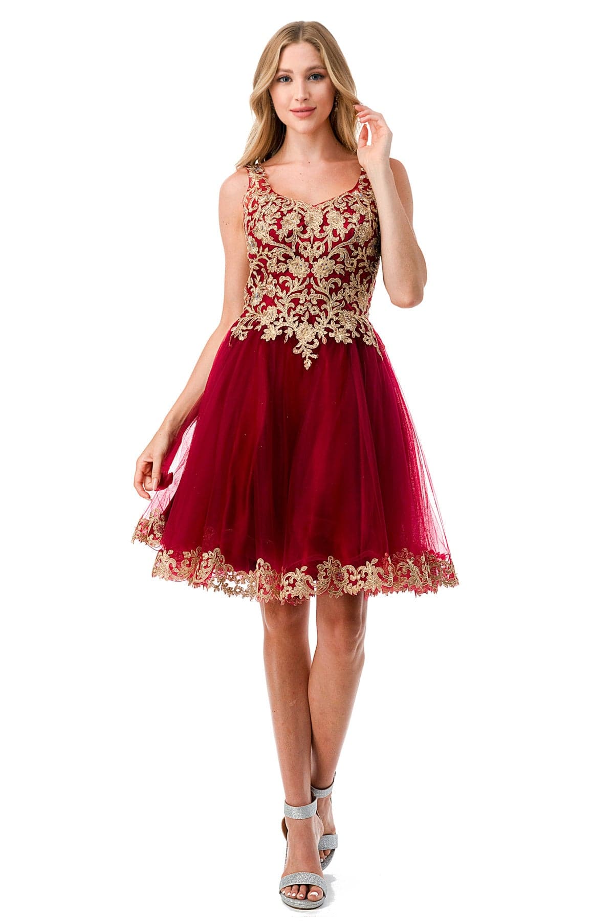 Aspeed S2738J Floral Short Dress with Tulle Skirt - NORMA REED