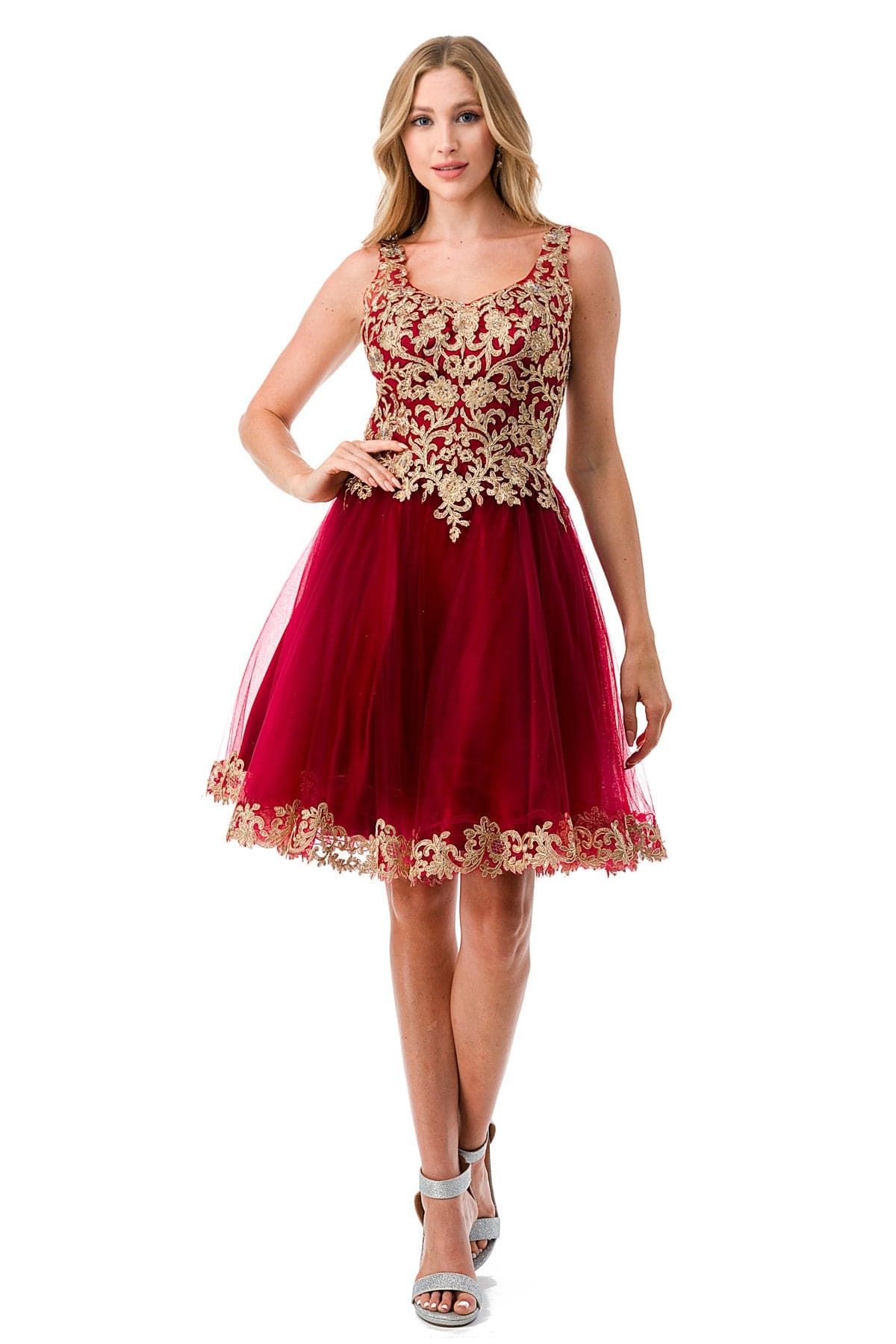 Aspeed S2738J Floral Short Dress with Tulle Skirt - NORMA REED