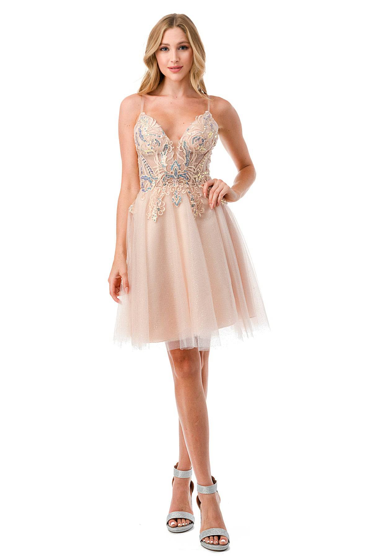 Aspeed S2740M Short Champagne Butterfly Dress - NORMA REED