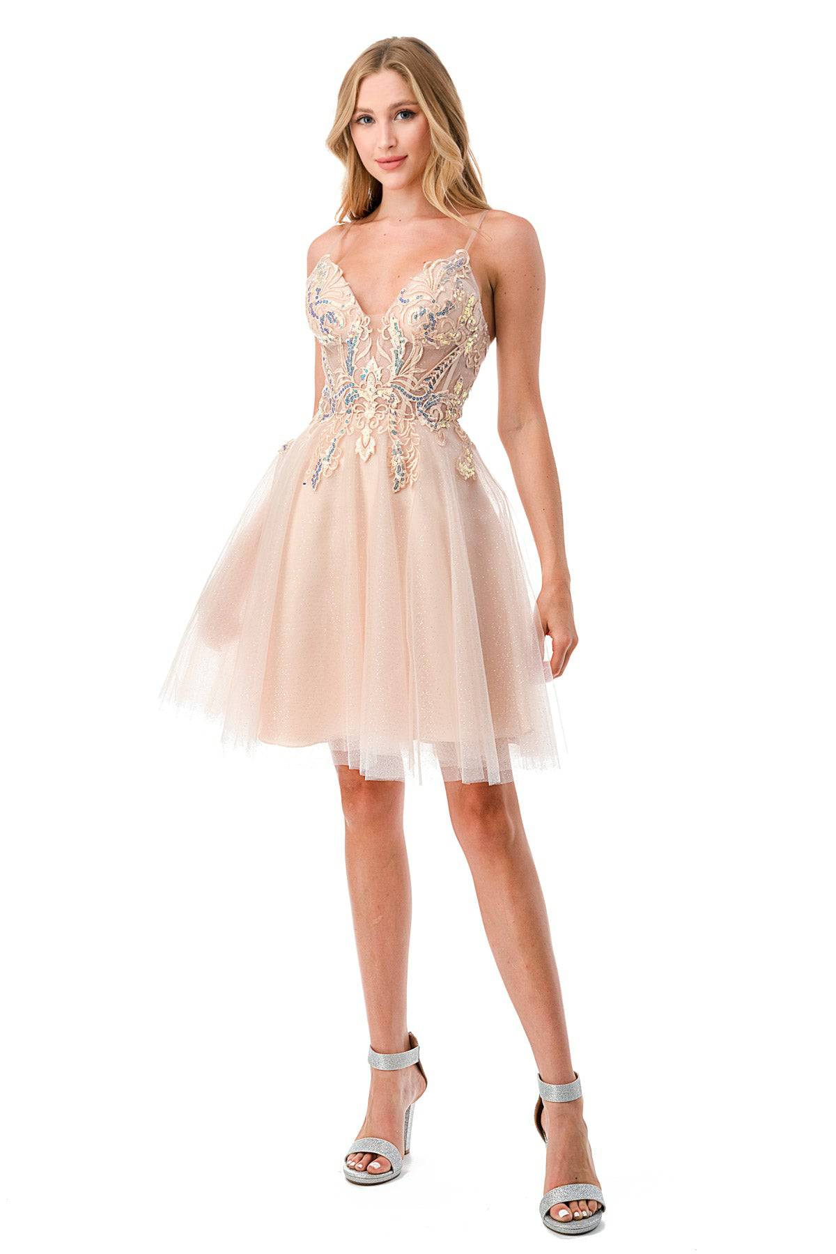 Aspeed S2740M Short Champagne Butterfly Dress - NORMA REED