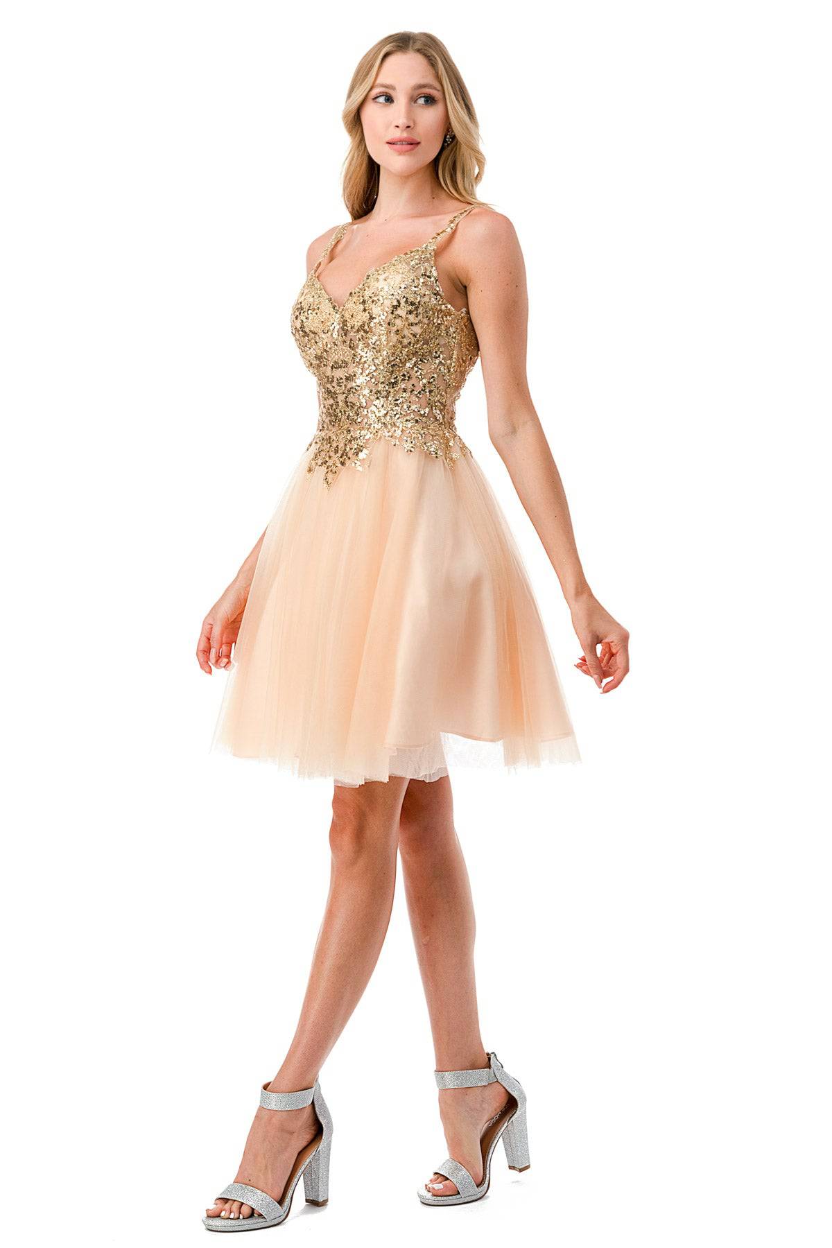 Aspeed S2757J Champagne & Gold Short Dress - NORMA REED