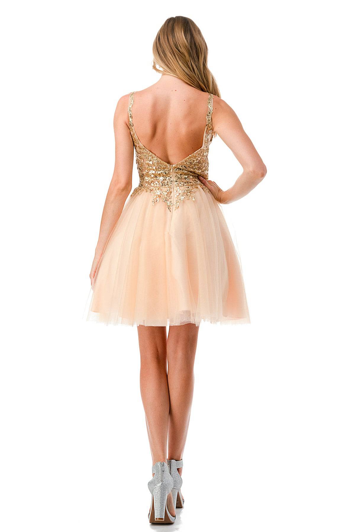 Aspeed S2757J Champagne & Gold Short Dress - NORMA REED