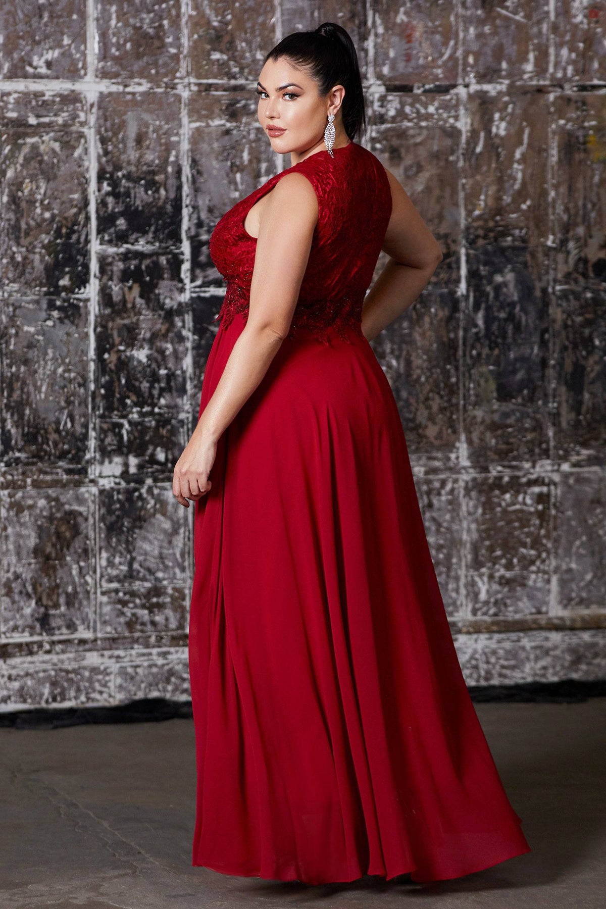 Opulent Plus Size Gown with Embroidered Bodice and Long Skirt #CDS7201 - NORMA REED