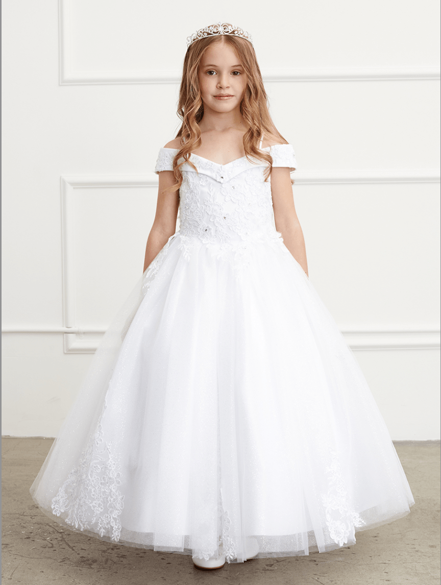 Kids Off Shoulder Portrait Neckline Dress #TK7034 | Norma Reed - NORMA REED