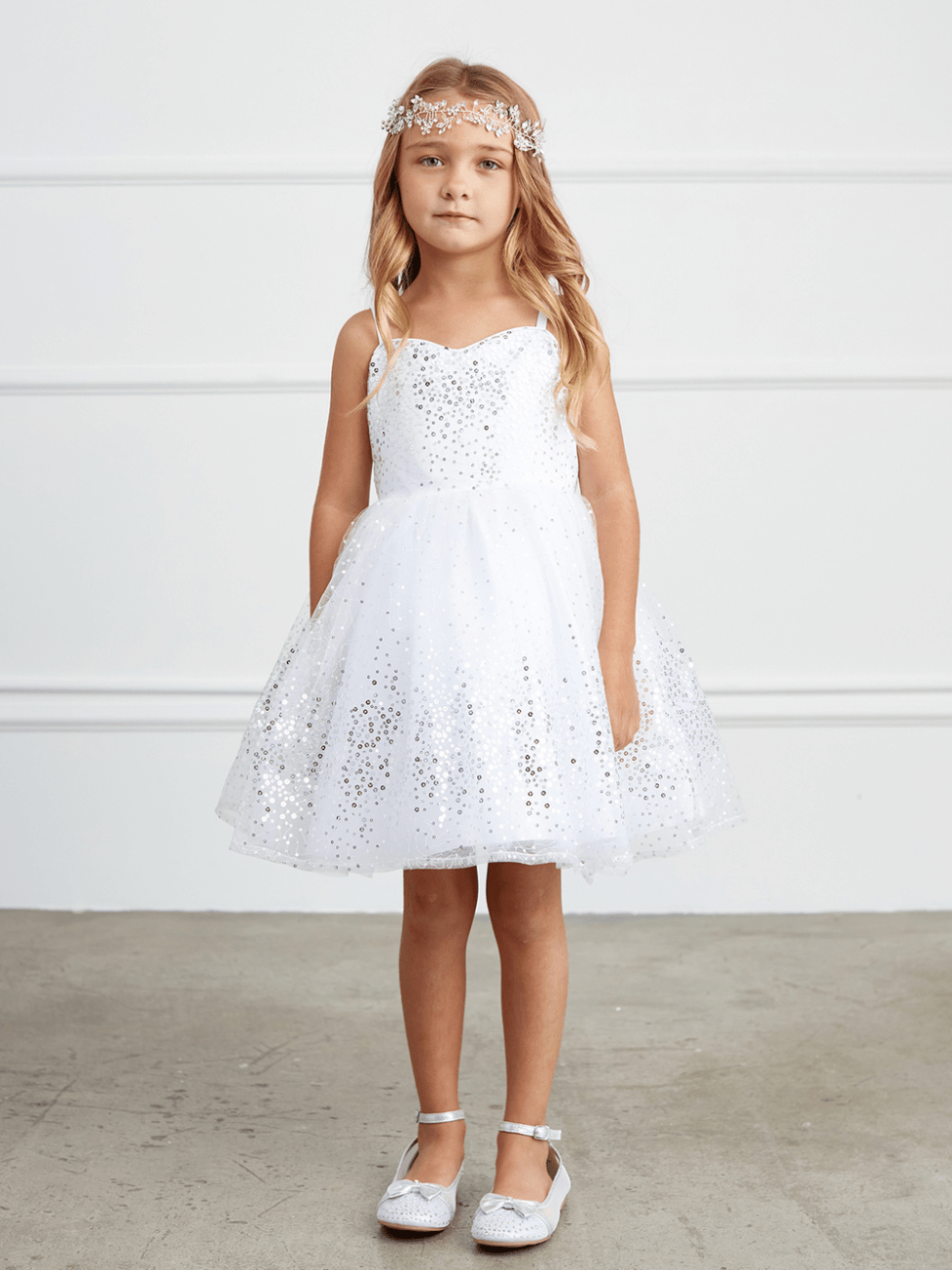 Kids Spaghetti Strap Sequins Dress With Sweetheart Neckline #TK5825 | Norma Reed - NORMA REED